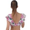 Floral Vintage Flowers Plunge Frill Sleeve Bikini Top View2