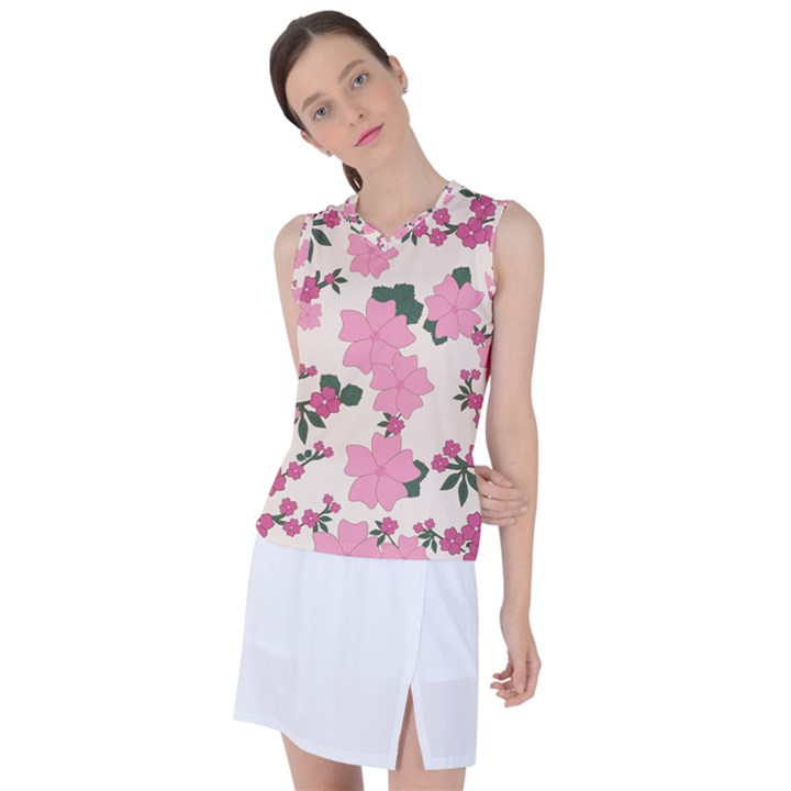 Floral Vintage Flowers Women s Sleeveless Sports Top