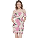 Floral Vintage Flowers Shoulder Frill Bodycon Summer Dress View3