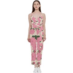 Floral Vintage Flowers V-neck Camisole Jumpsuit by Dutashop