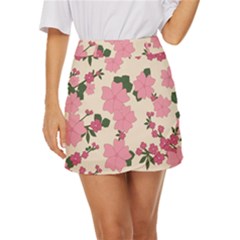 Floral Vintage Flowers Mini Front Wrap Skirt by Dutashop