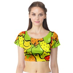 Fruit Food Wallpaper Short Sleeve Crop Top by Dutashop