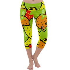 Fruit Food Wallpaper Capri Yoga Leggings by Dutashop