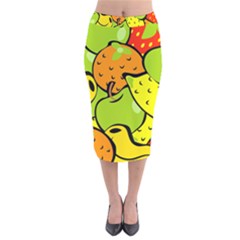 Fruit Food Wallpaper Velvet Midi Pencil Skirt by Dutashop