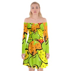 Fruit Food Wallpaper Off Shoulder Skater Dress by Dutashop