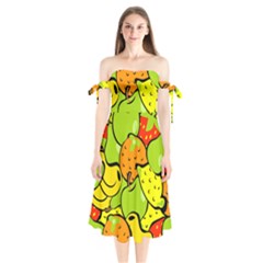 Fruit Food Wallpaper Shoulder Tie Bardot Midi Dress by Dutashop