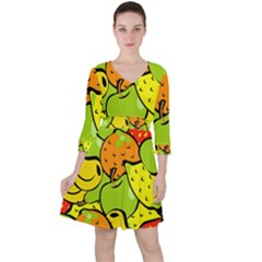 Fruit Food Wallpaper Quarter Sleeve Ruffle Waist Dress