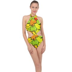 Fruit Food Wallpaper Halter Side Cut Swimsuit by Dutashop