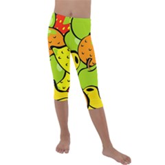 Fruit Food Wallpaper Kids  Lightweight Velour Capri Leggings  by Dutashop