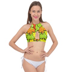 Fruit Food Wallpaper Cross Front Halter Bikini Top by Dutashop