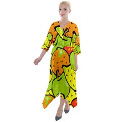 Fruit Food Wallpaper Quarter Sleeve Wrap Front Maxi Dress by Dutashop