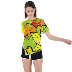 Fruit Food Wallpaper Asymmetrical Short Sleeve Sports Tee by Dutashop