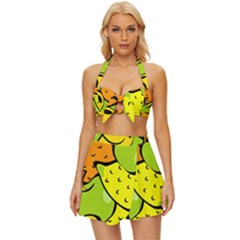 Fruit Food Wallpaper Vintage Style Bikini Top And Skirt Set  by Dutashop