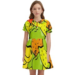 Fruit Food Wallpaper Kids  Bow Tie Puff Sleeve Dress by Dutashop