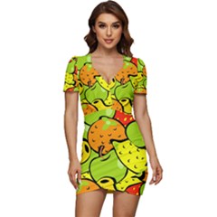 Fruit Food Wallpaper Low Cut Cap Sleeve Mini Dress by Dutashop