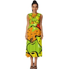 Fruit Food Wallpaper Sleeveless Round Neck Midi Dress by Dutashop