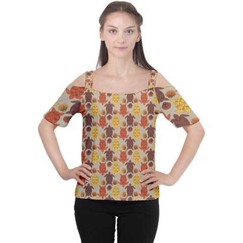 Sea Turtle Sea Life Pattern Cutout Shoulder Tee by Dutashop