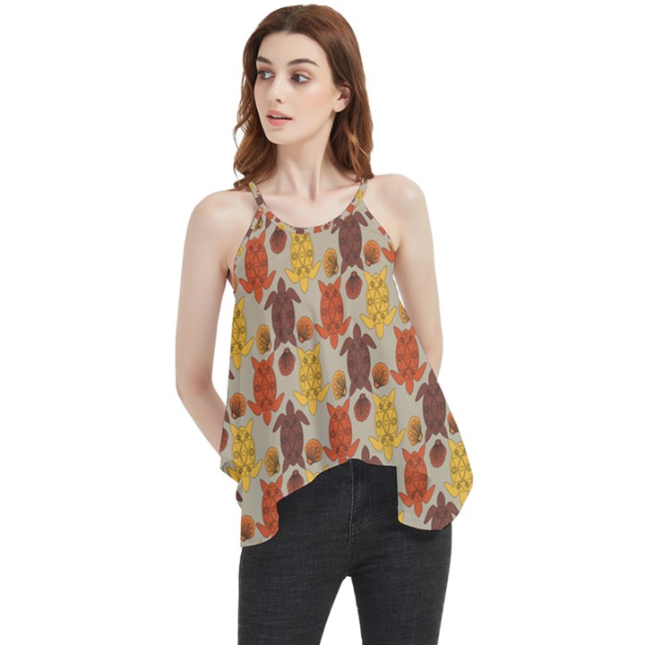 Sea Turtle Sea Life Pattern Flowy Camisole Tank Top