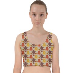 Sea Turtle Sea Life Pattern Velvet Racer Back Crop Top by Dutashop