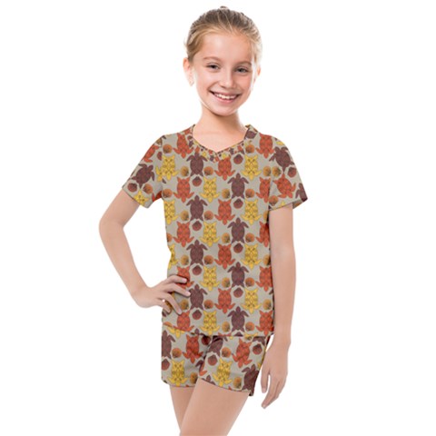 Sea Turtle Sea Life Pattern Kids  Mesh Tee And Shorts Set by Dutashop