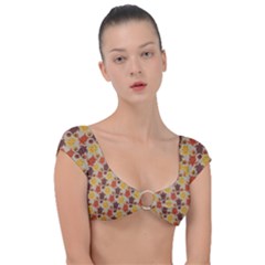 Sea Turtle Sea Life Pattern Cap Sleeve Ring Bikini Top by Dutashop