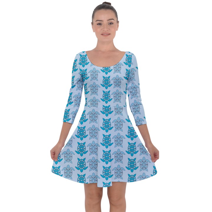 Sea Turtle Sea Animal Quarter Sleeve Skater Dress