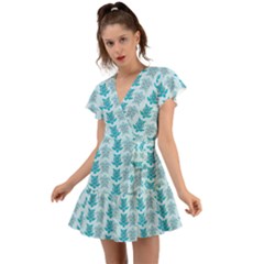 Sea Turtle Sea Animal Flutter Sleeve Wrap Dress by Dutashop