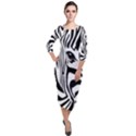 Animal Cute Pattern Art Zebra Quarter Sleeve Midi Velour Bodycon Dress View1