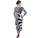 Animal Cute Pattern Art Zebra Quarter Sleeve Midi Velour Bodycon Dress View2