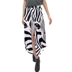 Animal Cute Pattern Art Zebra Velour Split Maxi Skirt by Amaryn4rt