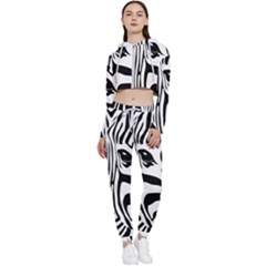 Animal Cute Pattern Art Zebra Cropped Zip Up Lounge Set by Amaryn4rt