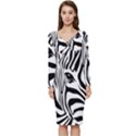 Animal Cute Pattern Art Zebra Long Sleeve V-Neck Bodycon Dress  View1