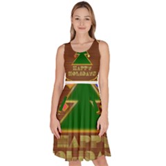 Art Deco Holiday Card Knee Length Skater Dress With Pockets