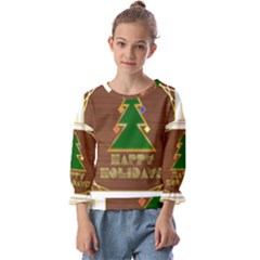 Art Deco Holiday Card Kids  Cuff Sleeve Top