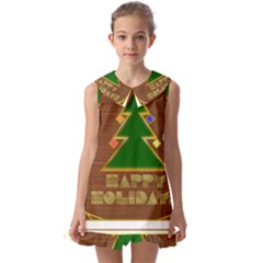 Art Deco Holiday Card Kids  Pilgrim Collar Ruffle Hem Dress