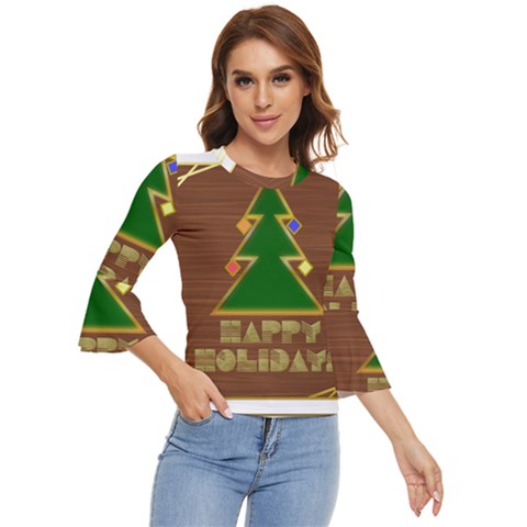 Art Deco Holiday Card Bell Sleeve Top by Amaryn4rt