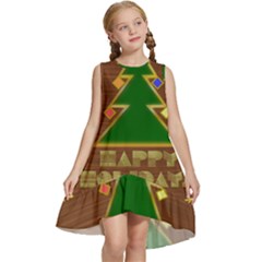 Art Deco Holiday Card Kids  Frill Swing Dress