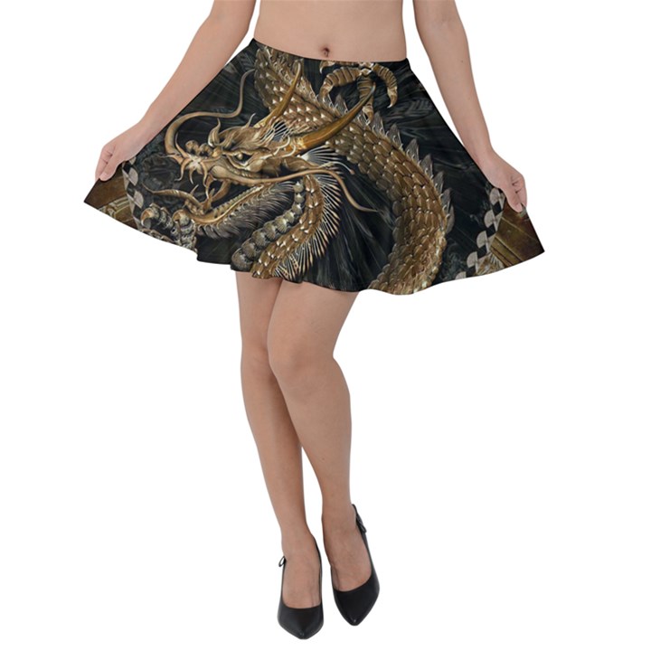 Dragon Pentagram Velvet Skater Skirt