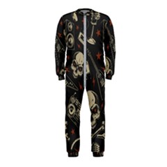 Grunge Seamless Pattern With Skulls Onepiece Jumpsuit (kids)