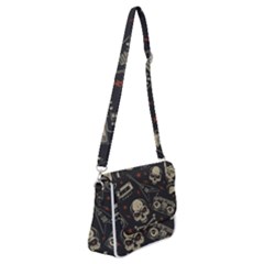 Grunge Seamless Pattern With Skulls Shoulder Bag With Back Zipper by Amaryn4rt