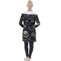 Grunge Seamless Pattern With Skulls Longline Hooded Cardigan View2