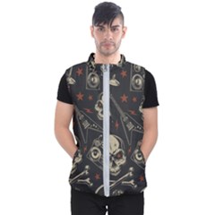 Grunge Seamless Pattern With Skulls Men s Puffer Vest