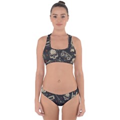 Grunge Seamless Pattern With Skulls Cross Back Hipster Bikini Set by Amaryn4rt