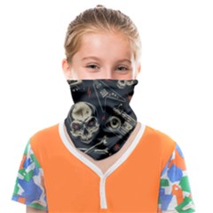 Grunge Seamless Pattern With Skulls Face Covering Bandana (kids) by Amaryn4rt