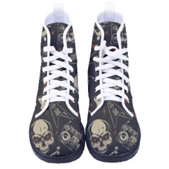 Grunge Seamless Pattern With Skulls Kid s High-top Canvas Sneakers by Amaryn4rt