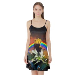 Rainbow Color Satin Night Slip by uniart180623