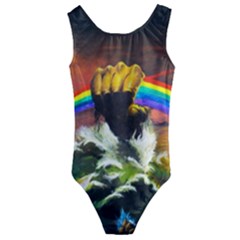 Rainbow Color Kids  Cut-out Back One Piece Swimsuit by uniart180623