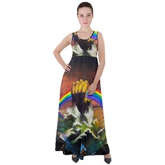 Rainbow Color Empire Waist Velour Maxi Dress by uniart180623