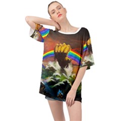 Rainbow Color Oversized Chiffon Top by uniart180623