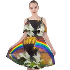 Rainbow Color Cut Out Shoulders Chiffon Dress by uniart180623